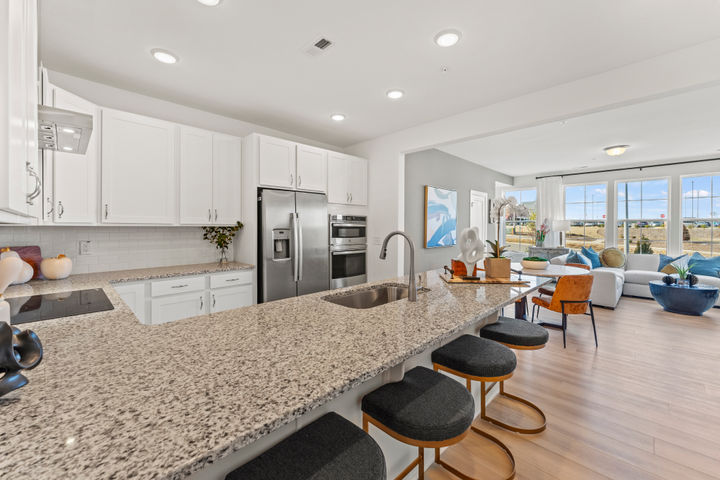 Kitchen with large island and seating