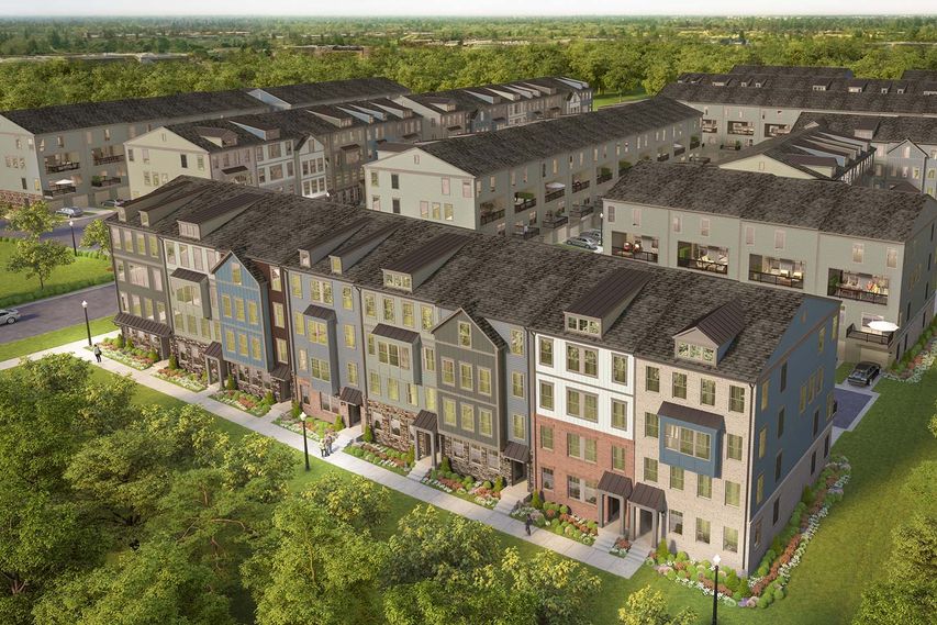 Aerial mockup of the townhomes in the Village at Manassas Park