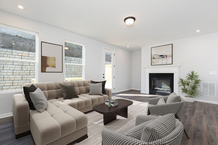 family room with fireplace