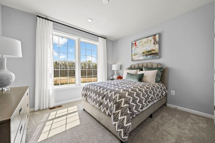 bedroom with bright windows