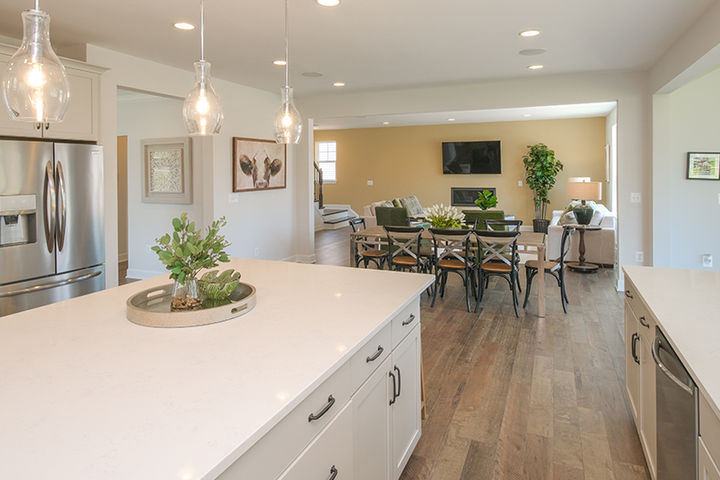 open kitchen next to dining area