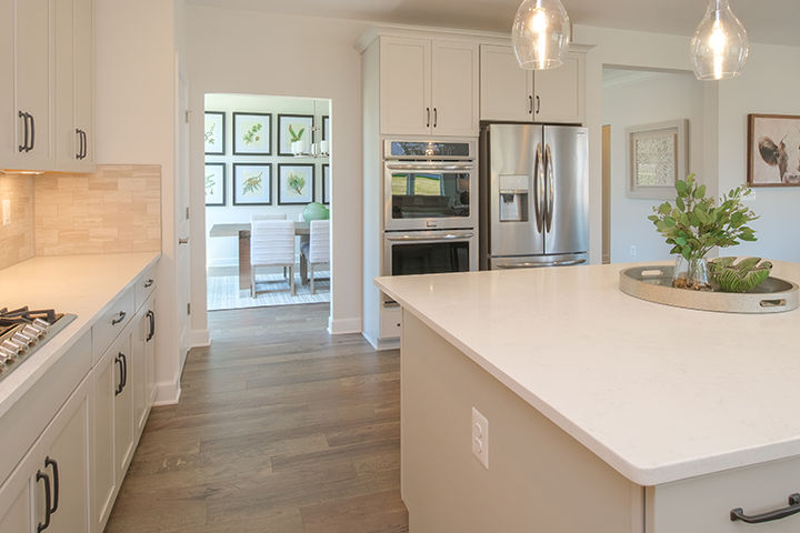 open gourmet kitchen with double ovens