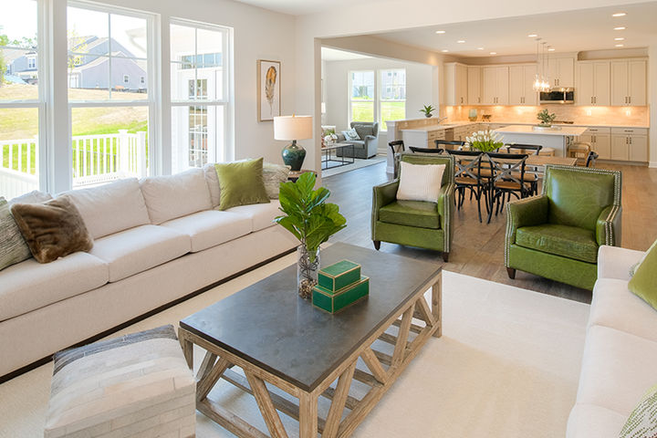 family room with big windows