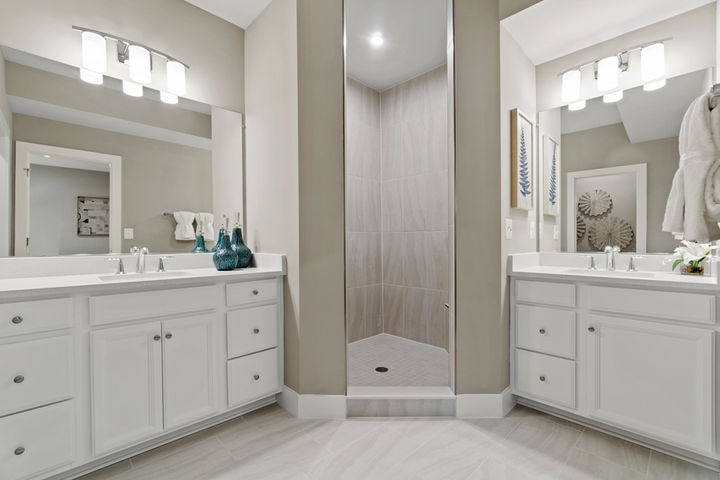 primary bath with separate vanities