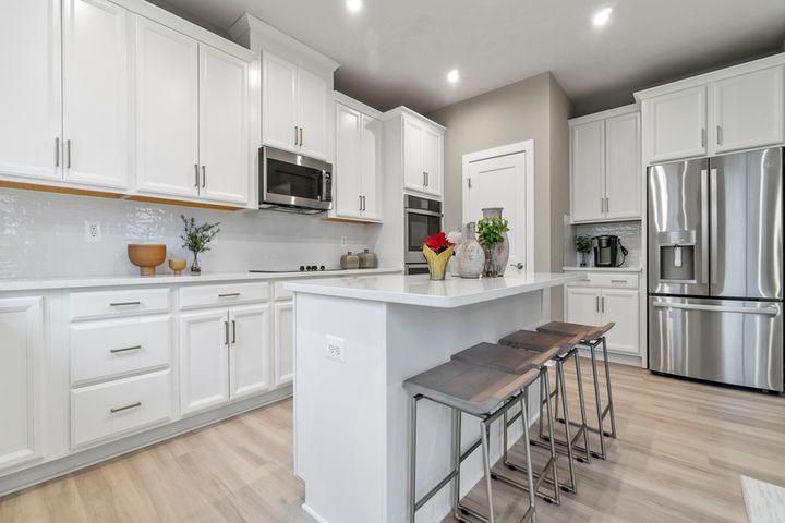 bright white kitchen with island