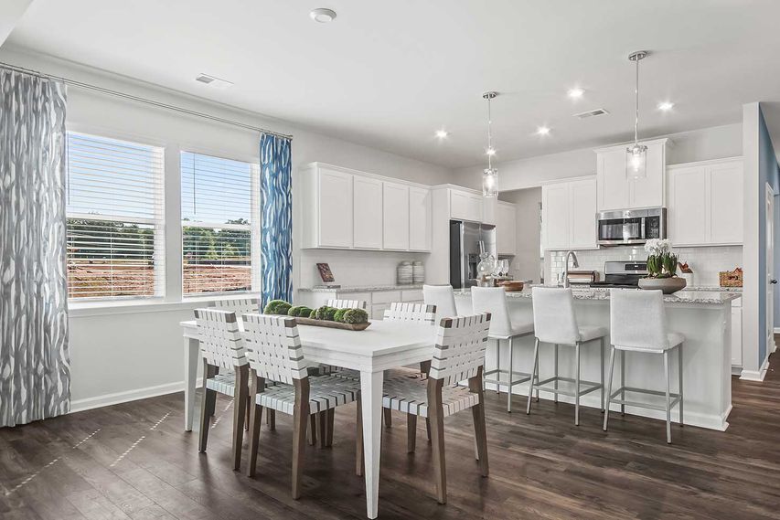 Dining area and family room in the Rembert