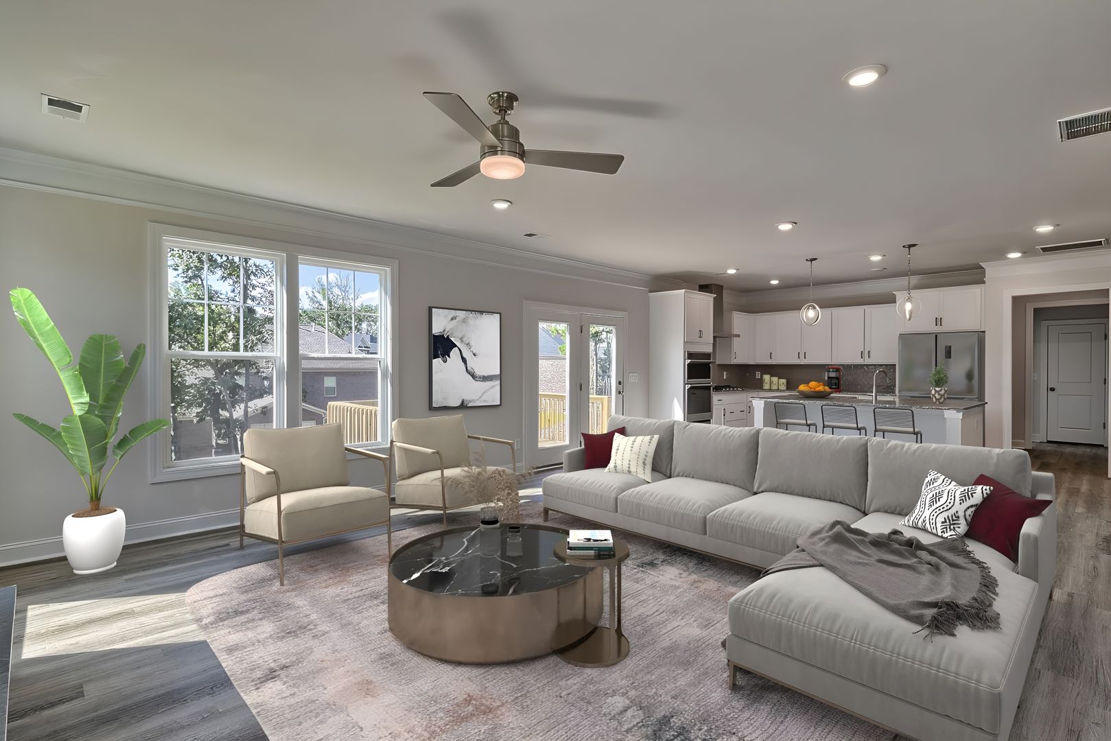 Family Room into kitchen