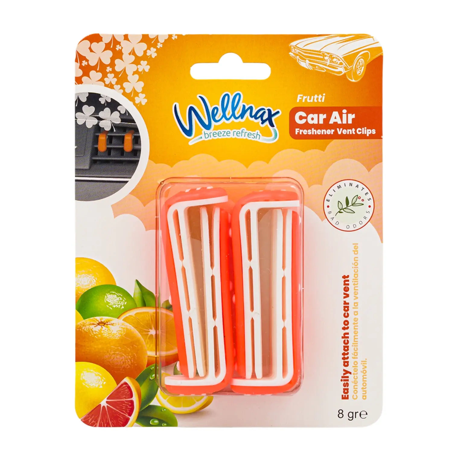 Wholesale Wellnax Frutti Car Air Freshener Vent Clips, 2 Pack