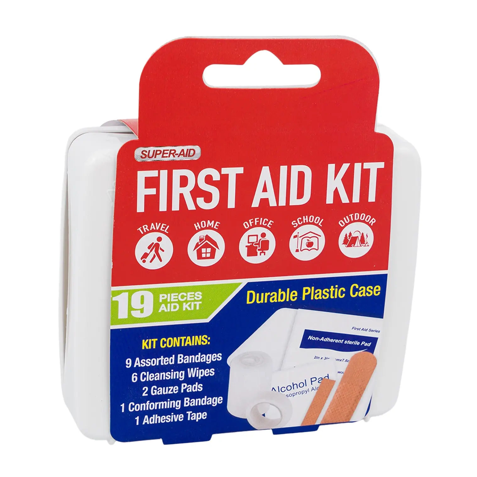 Wholesale Super-Aid 19pc First Aid Kit | WHITE | SKU: 76230
