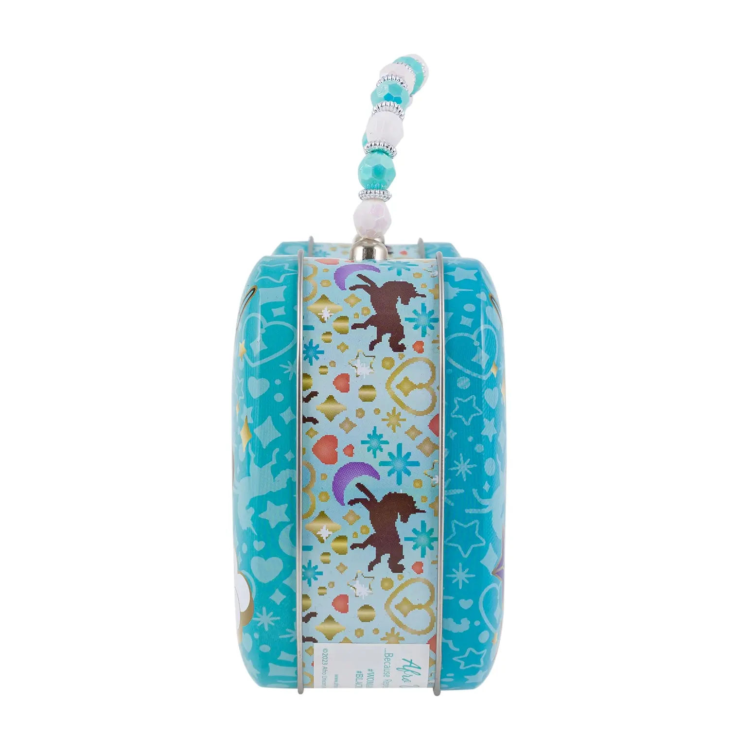 Wholesale Afro Unicorn Scoop Tin Carry All Purse - 8 x 3 in | BLUE