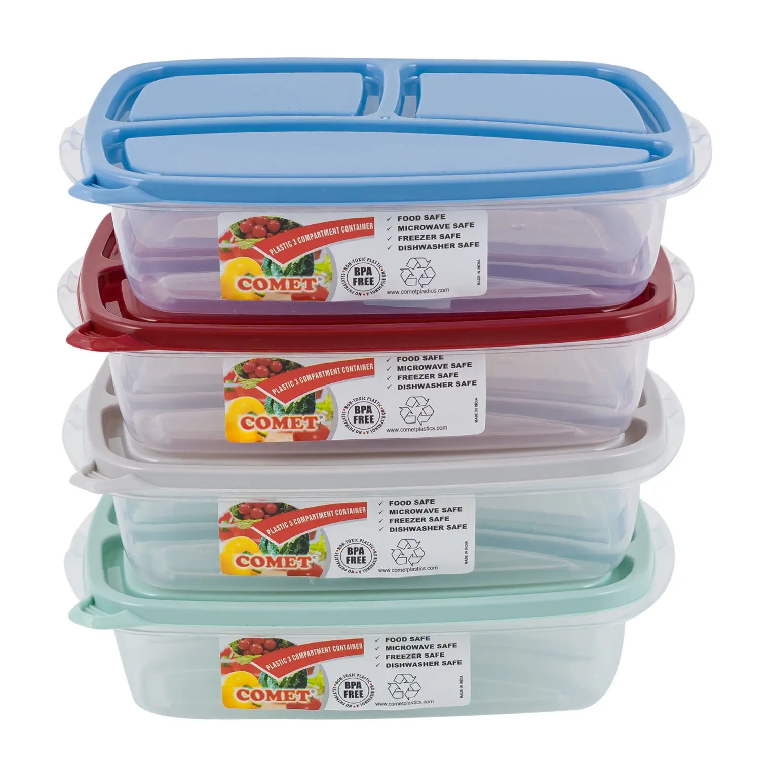 Wholesale Comet Plastic 3 Compartment Container - 9.5 in Assorted ...