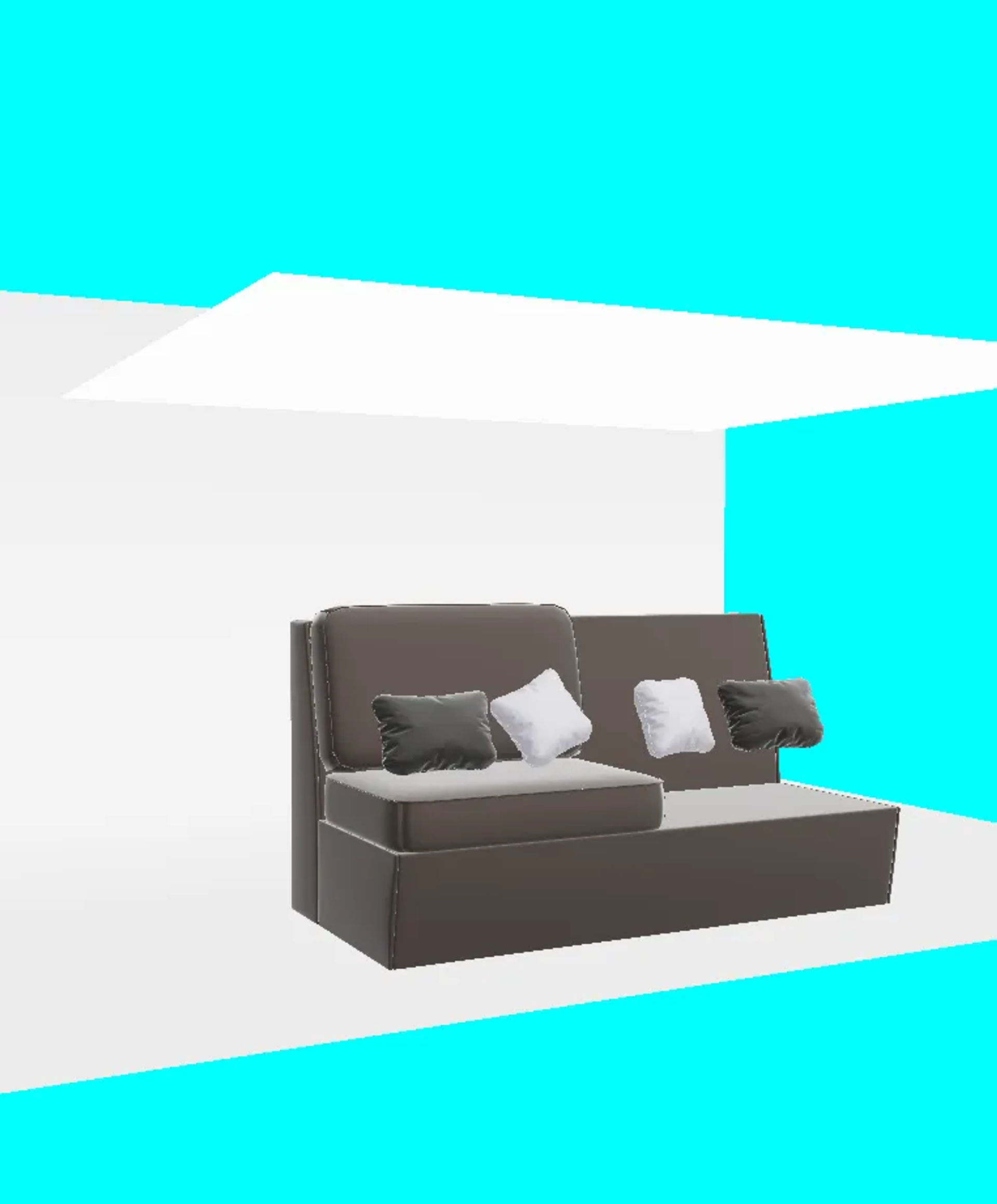armless couch with cushions