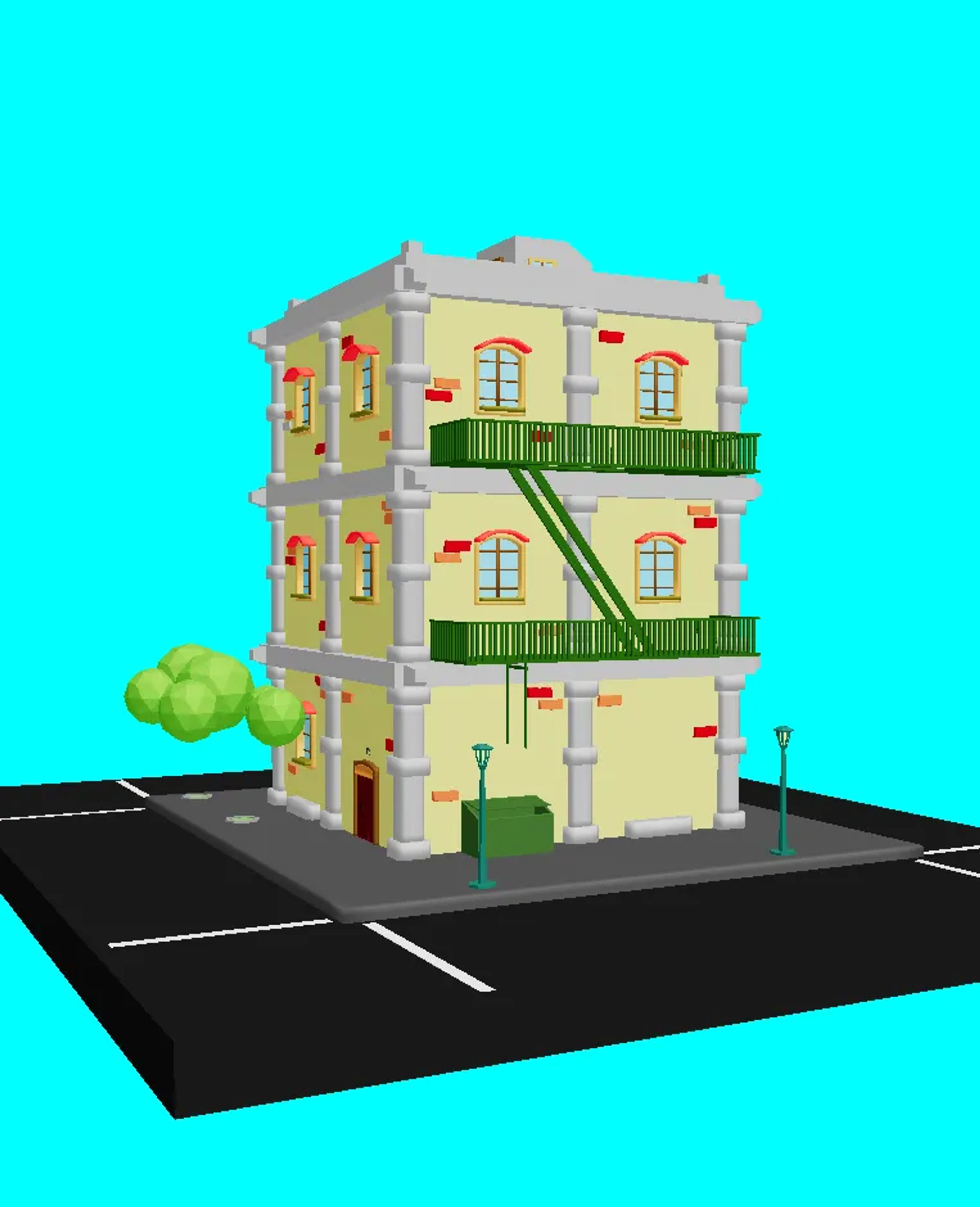 low poly building