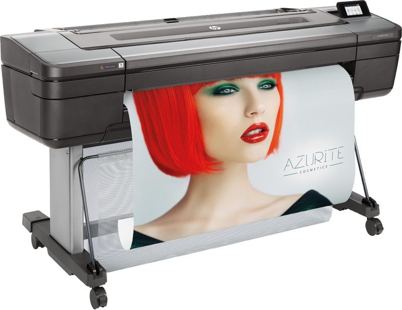 HP DesignJet Z9 Large Format Graphics Plotter - 44" 
-Color images:print speed: 185 ft²/hr
-HP Thermal Inkjet; 9 ink system
-Automatic roll feed, cut sheet feeder, 500 GB HDD, touchscreen display
-FCC Class A emissions - for use in commercial environment
-Dynamic security enabled printer