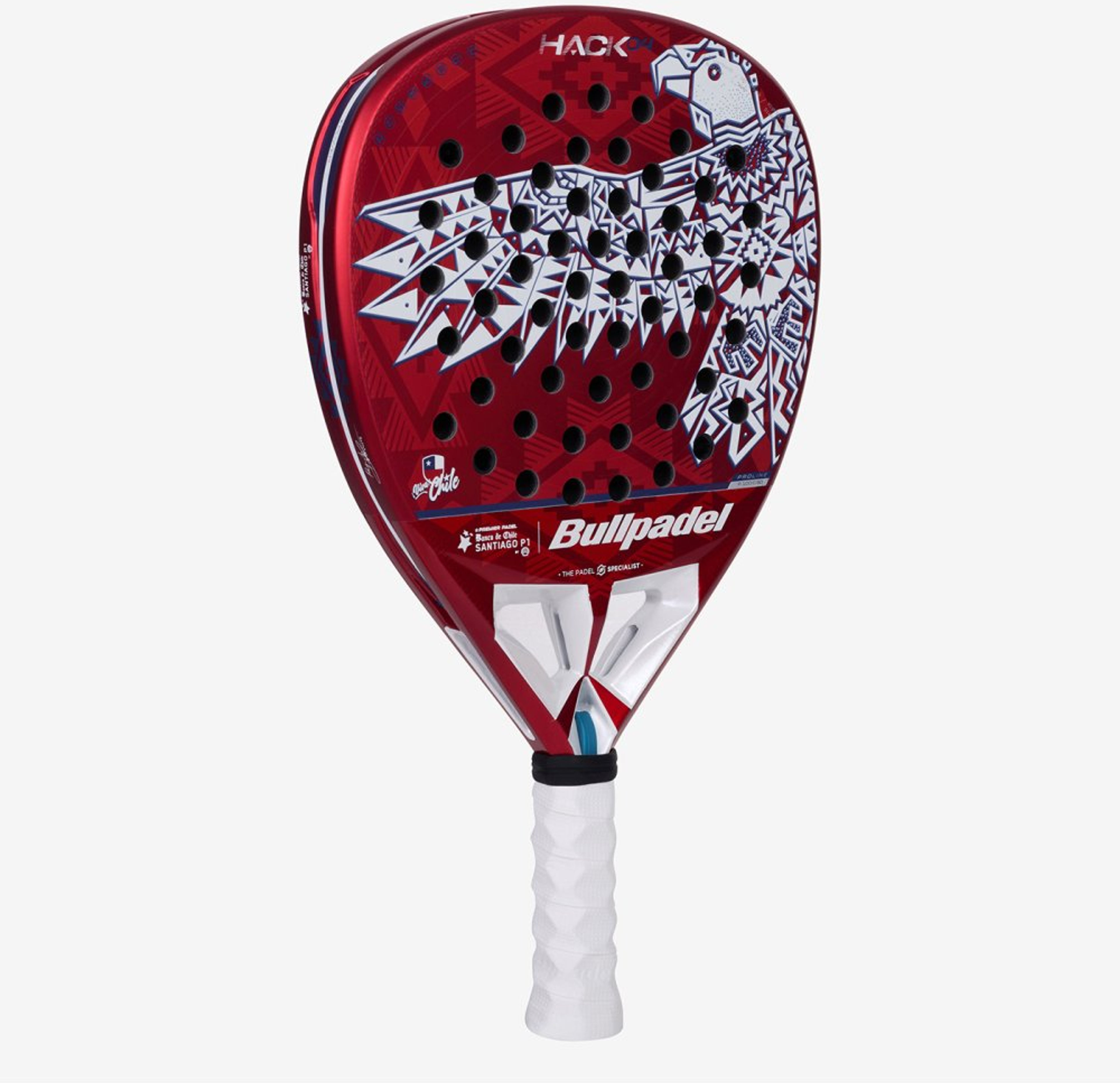 Bullpadel HACK 04 25 CHILE padel racket – angled view