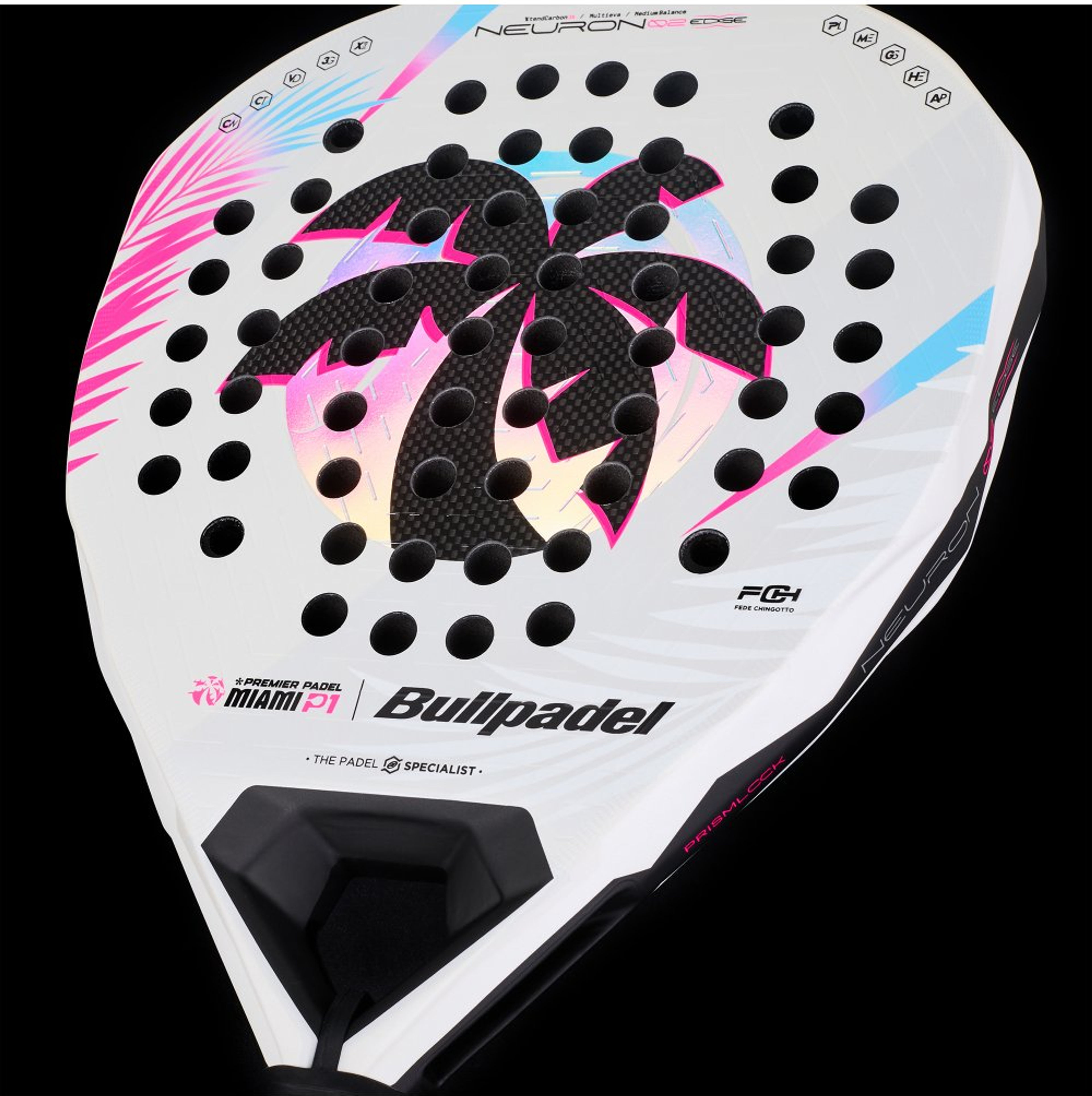 Bullpadel NEURON 02 EDGE MIAMI 26 BLANCO padel racket – detail
