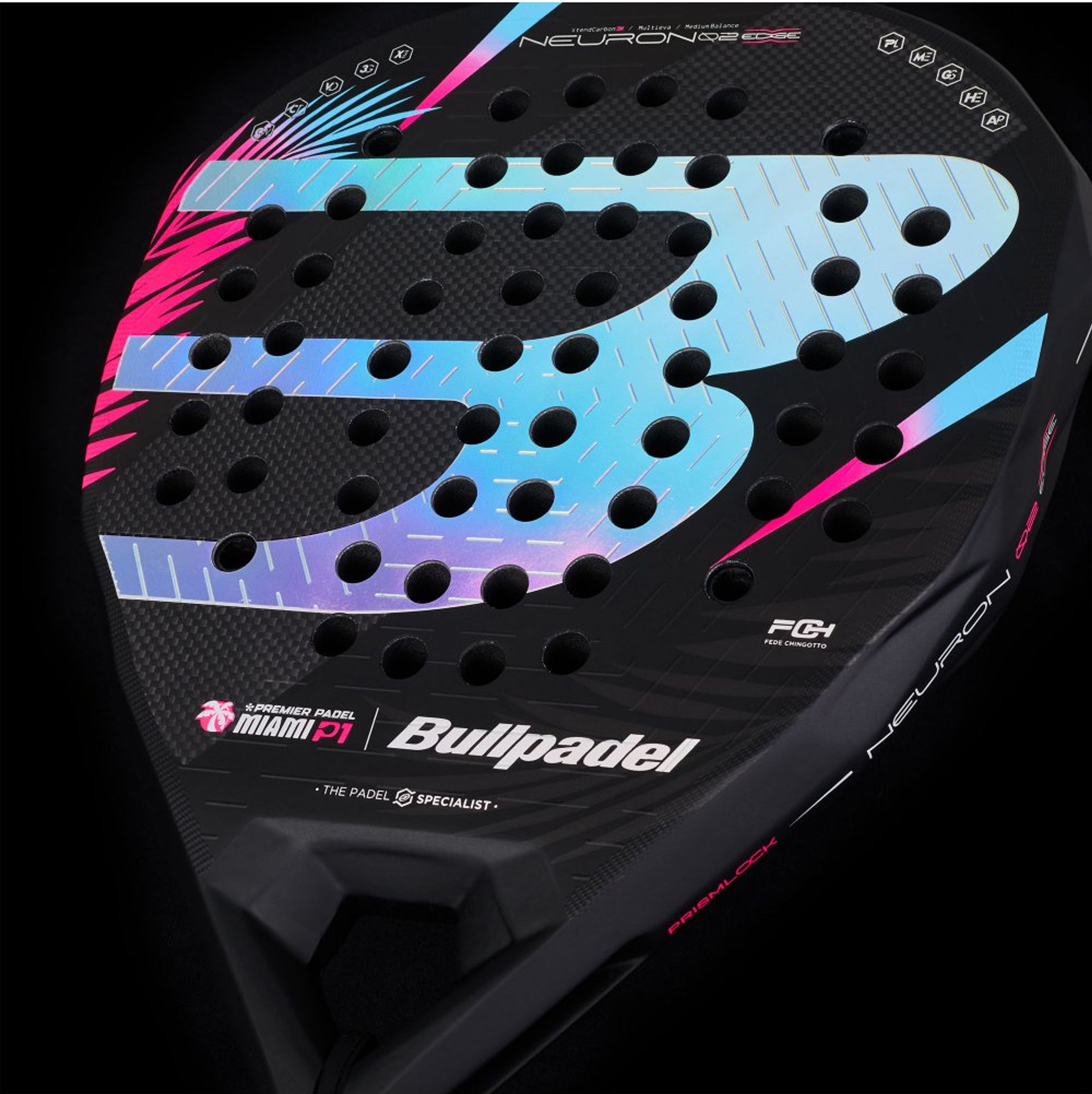 Bullpadel NEURON 02 EDGE MIAMI 26 NEGRO padel racket – core detail