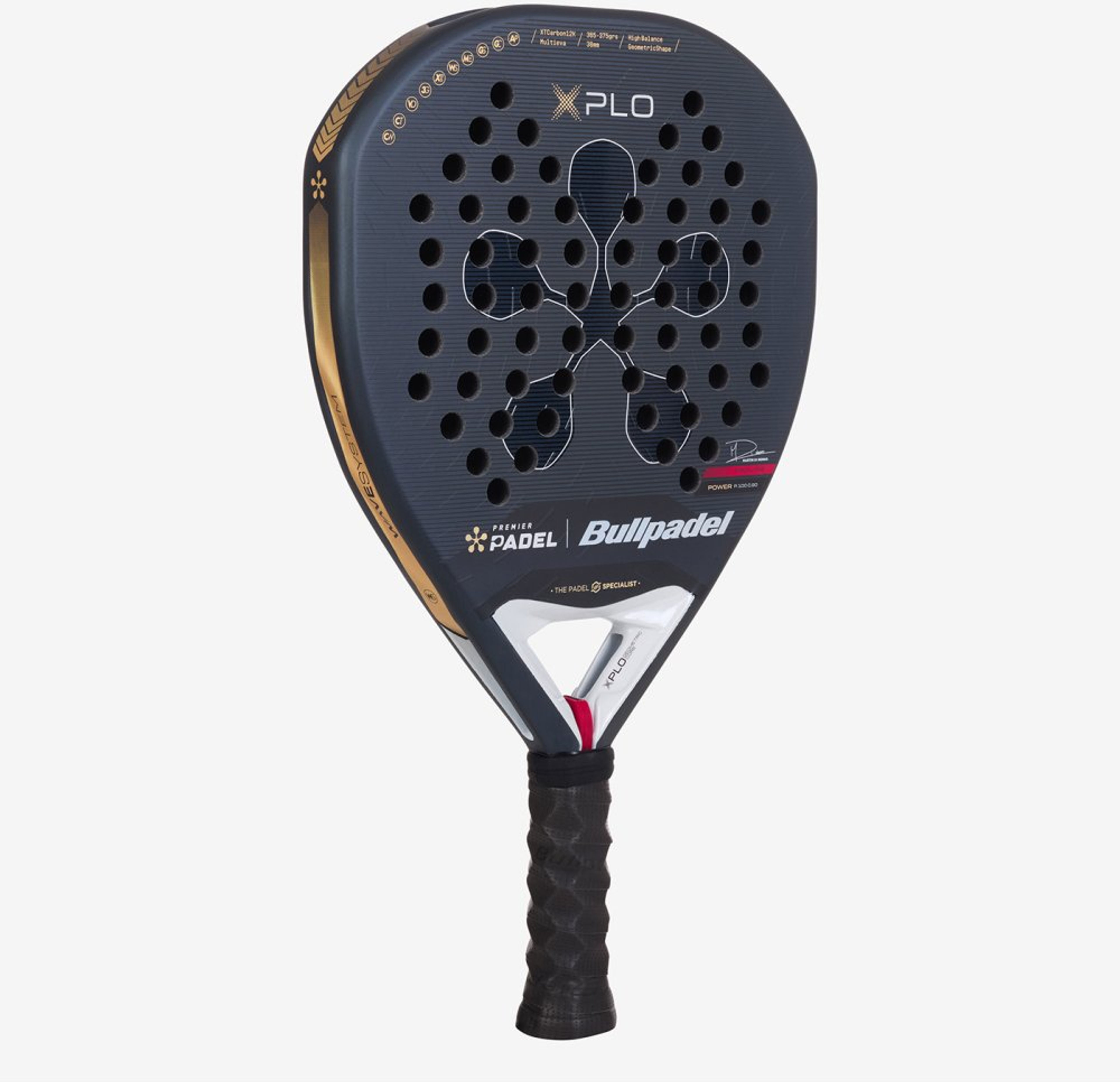 Bullpadel XPLO PREMIER padel racket – angled view