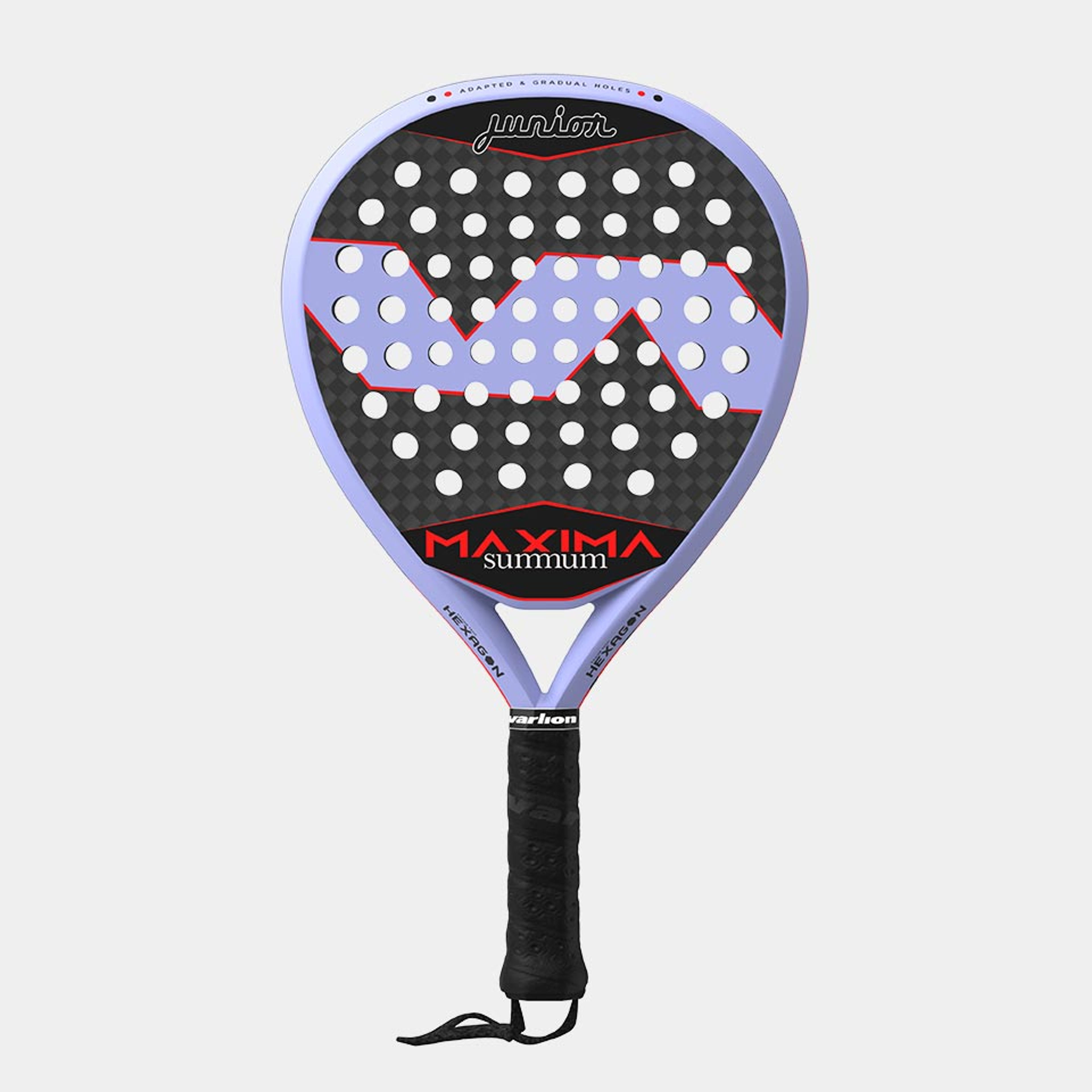 Discover the Varlion Maxima Junior paddle, designed for children aged 7 to 11. Its rounded tear drop shape and advanced technology make it the ideal choice for beginner players in search of high performance. Buy now!