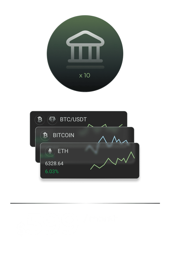 10 ETFs <br /> +50 Crypto Feed <br /> +Widgets