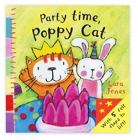 Book cover for Poppy Cat Peekaboos: Party Time, Poppy Cat