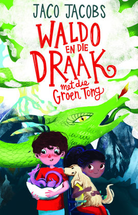 Book cover for Waldo en die Draak met die Groen Tong