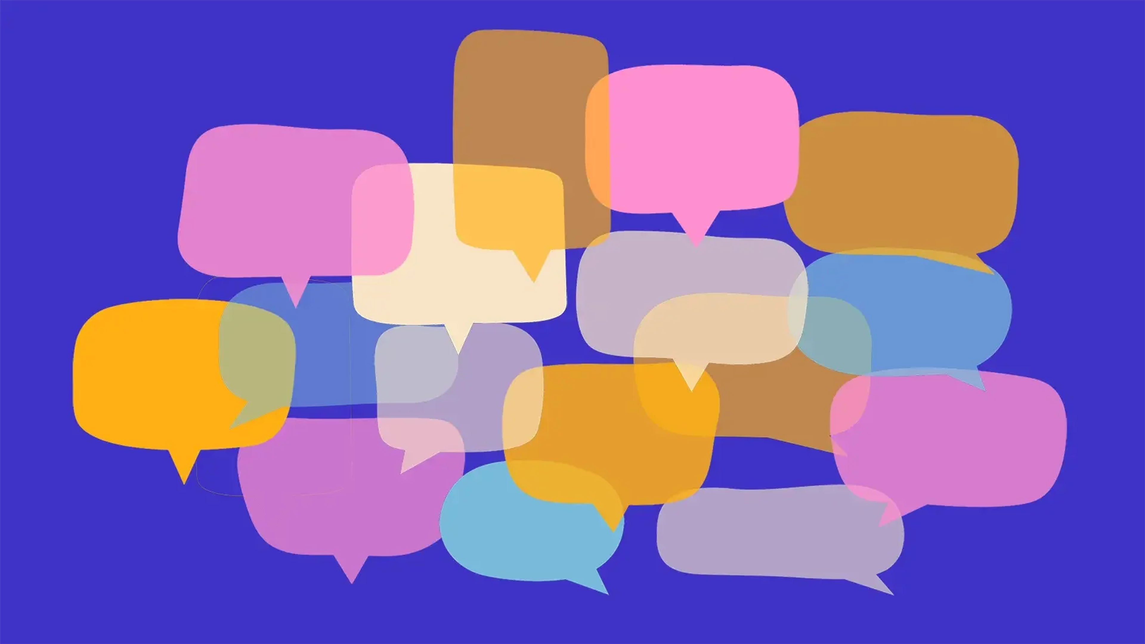 Lots of overlapping speech bubbles