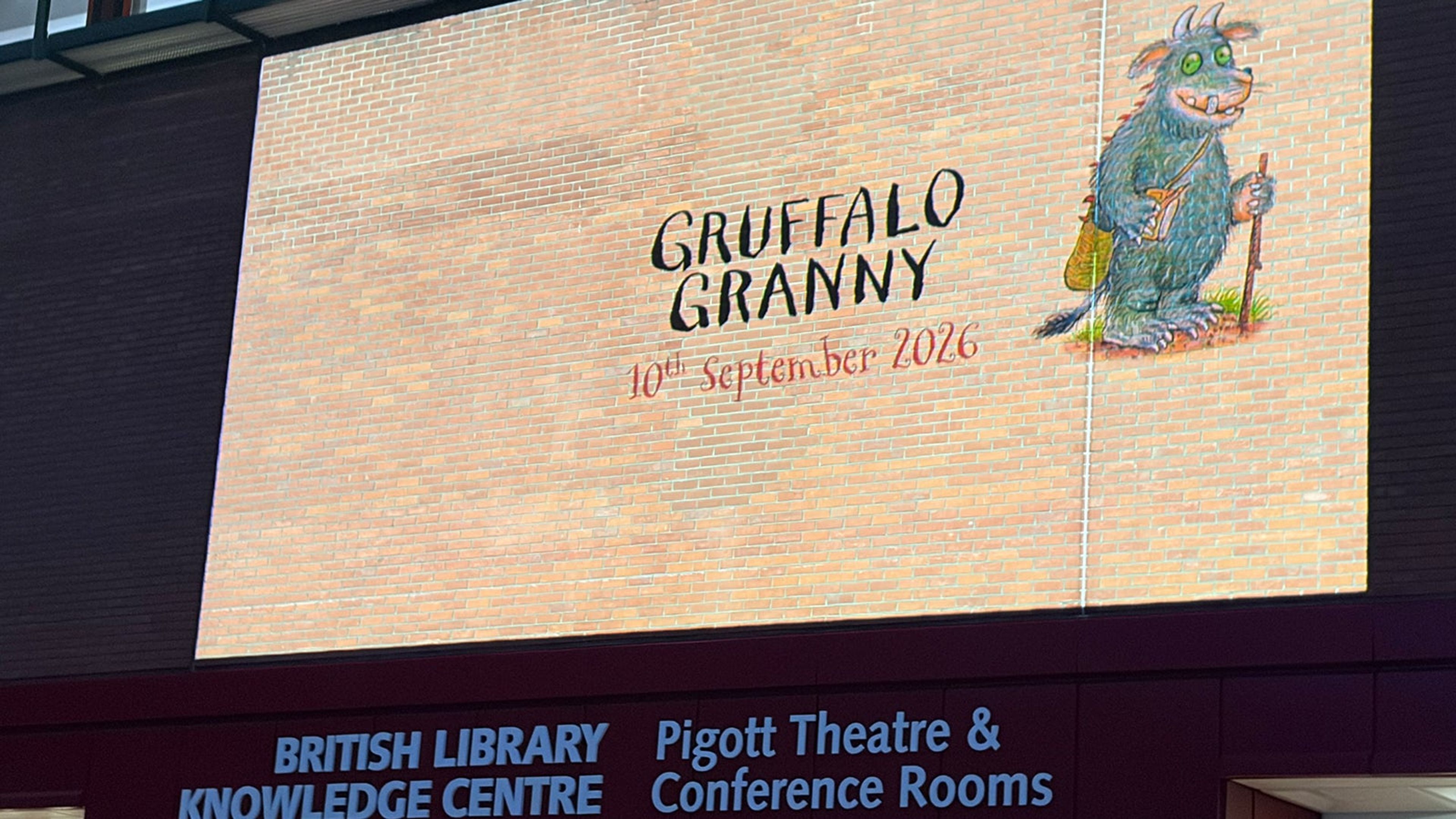 Gruffalo Granny was projected onto the British Library