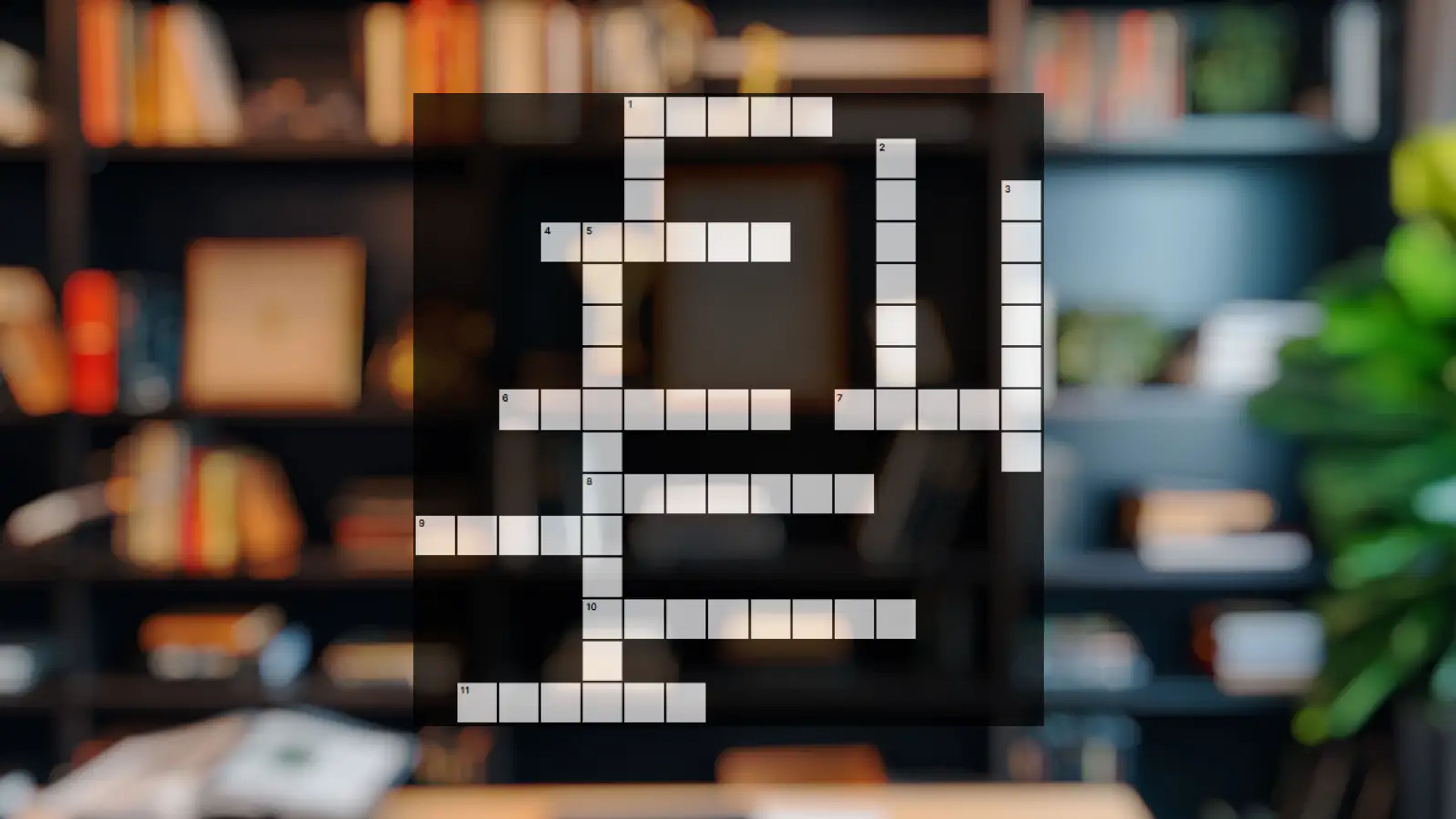 Crossword on background with bookshelves
