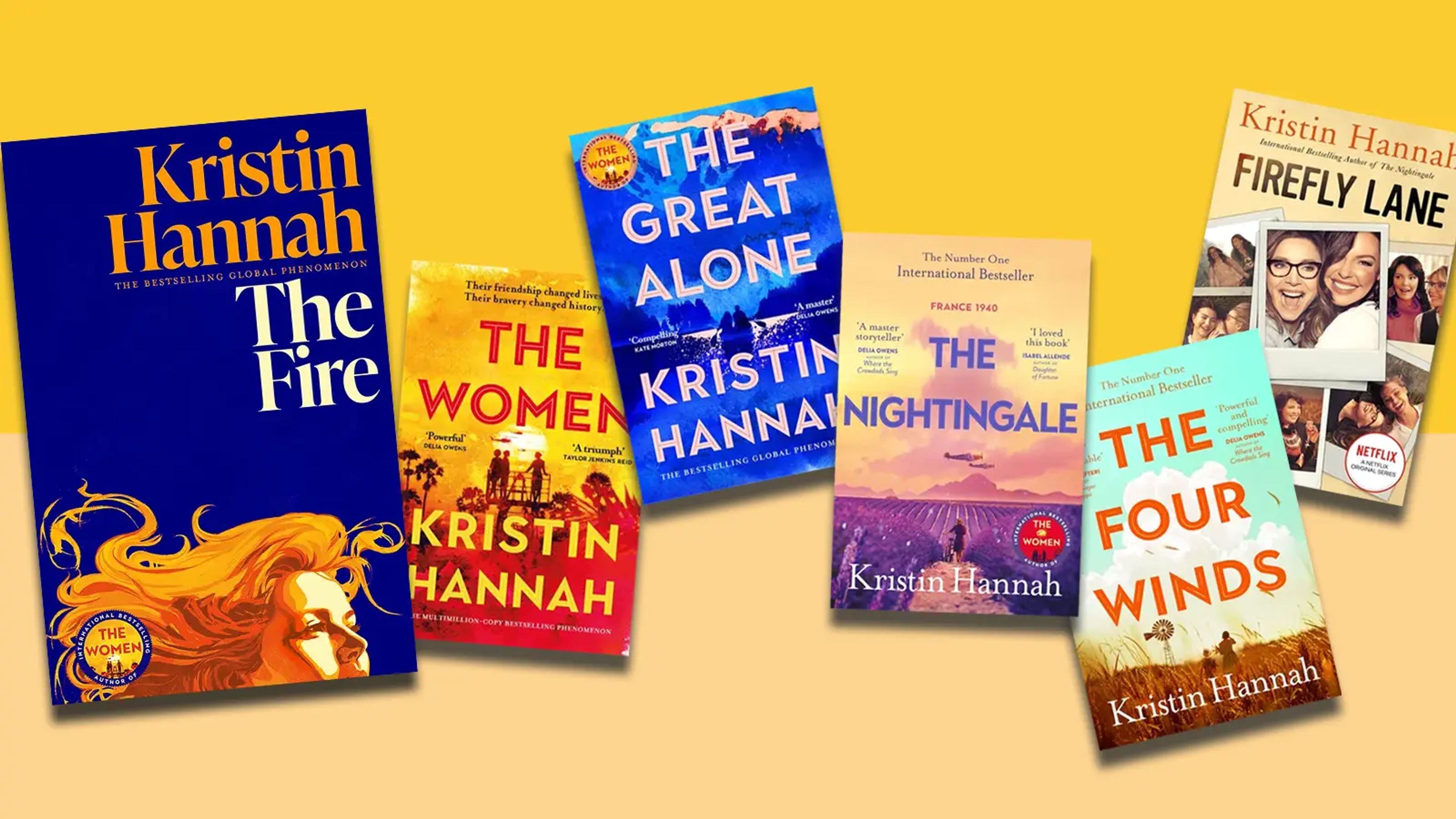 A collage of Kristin Hannah book covers