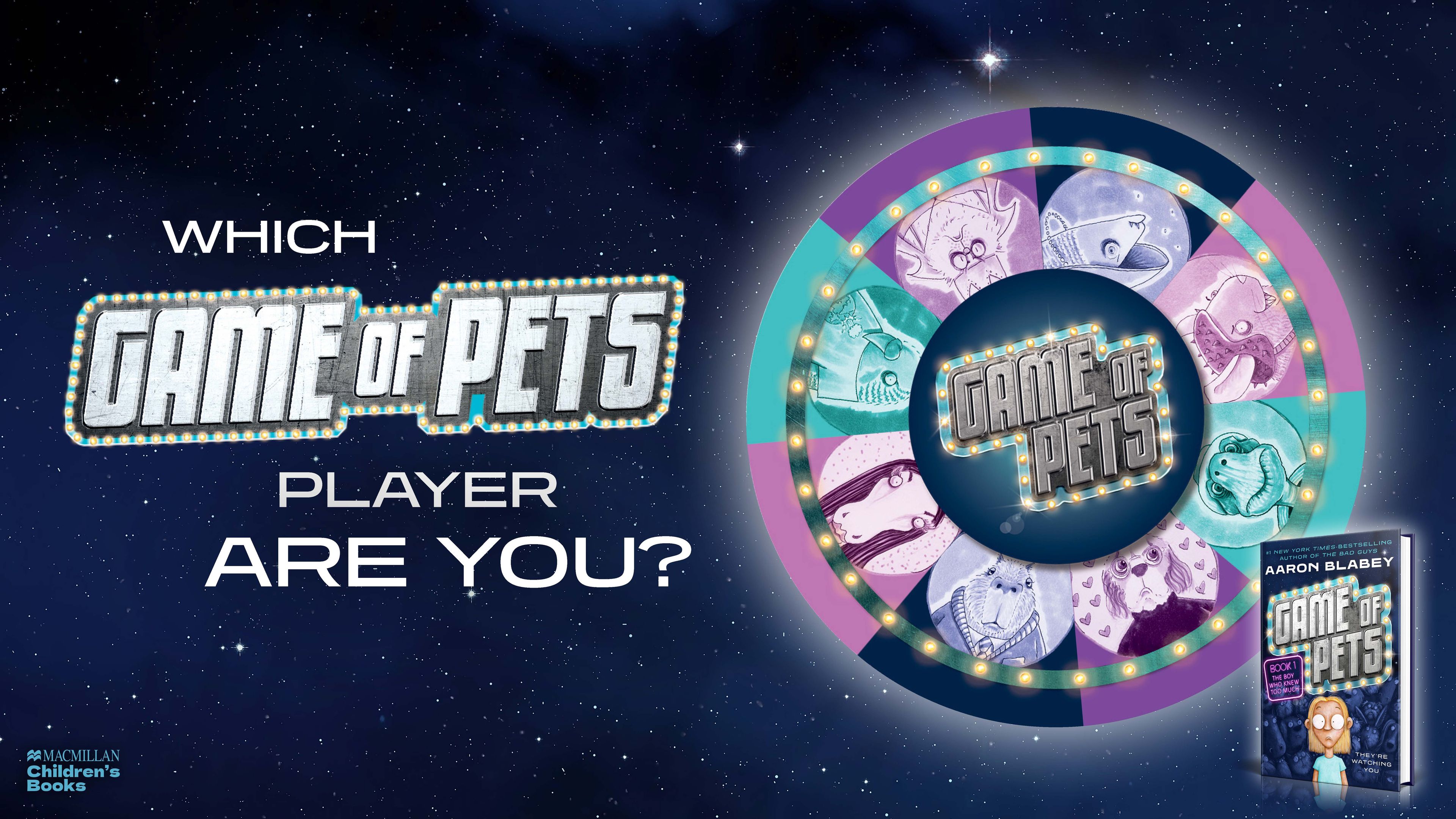 spinney wheel, game of pets characters and book