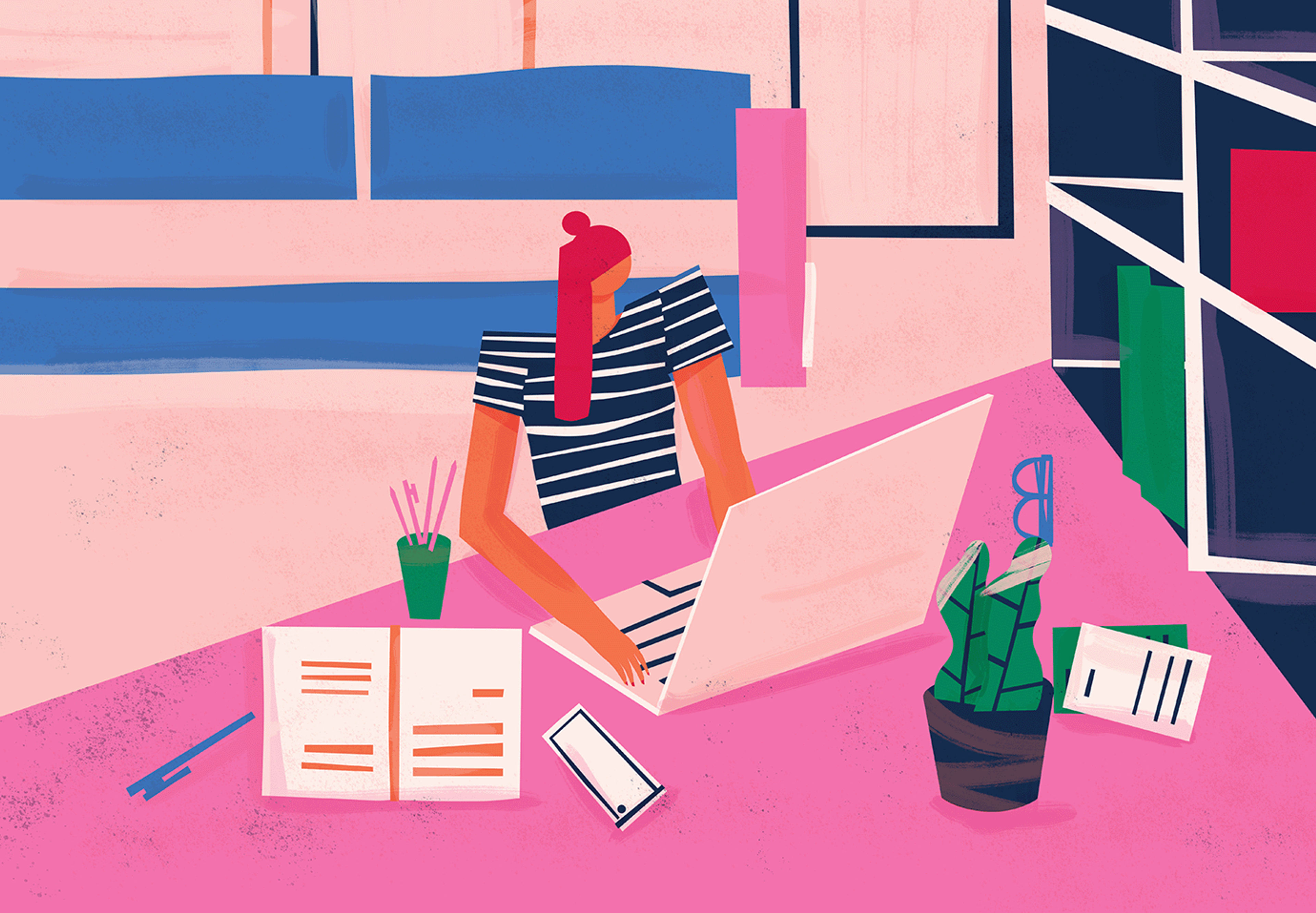 person working on computer illustration