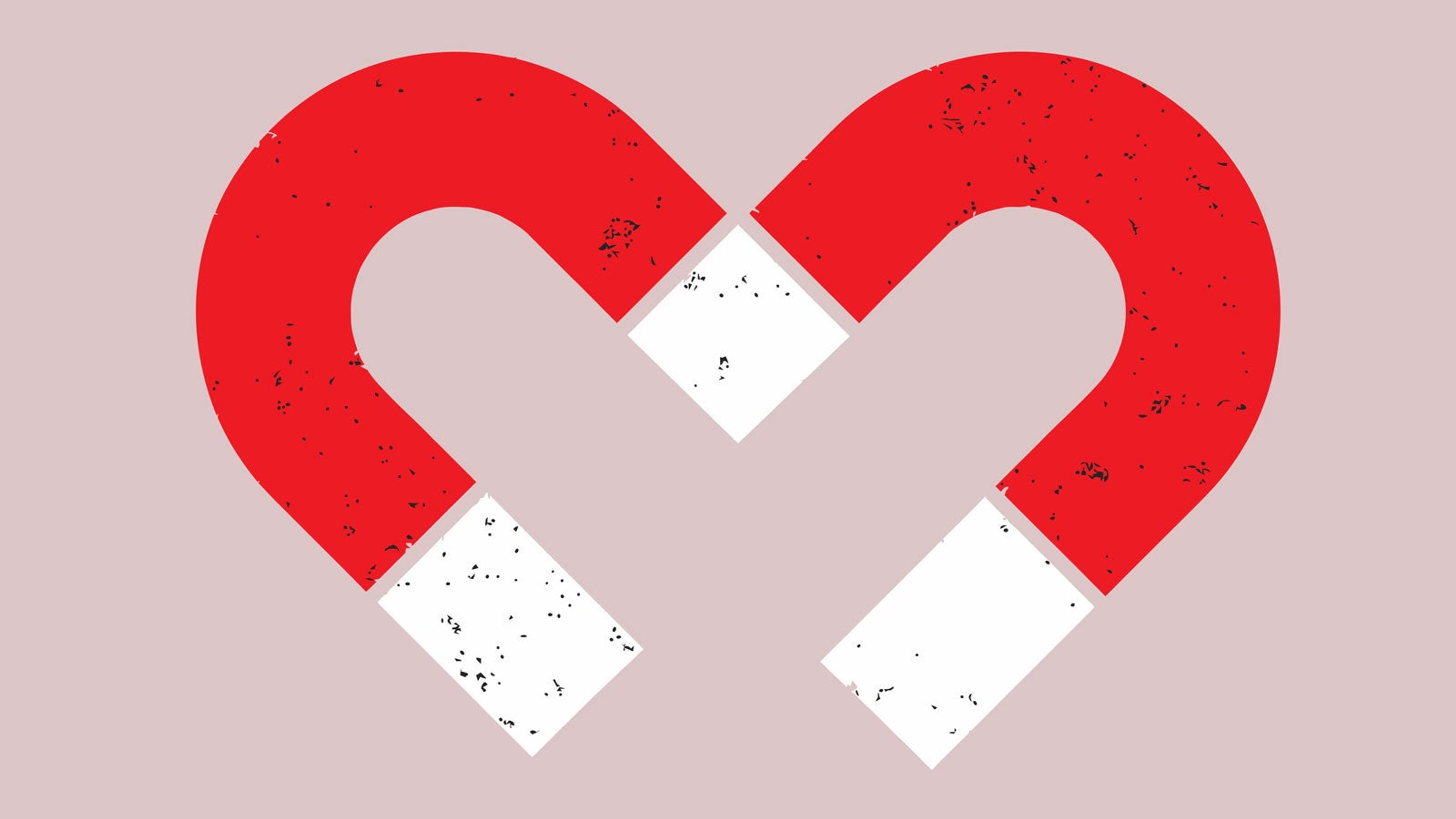 Two magnets combining in a heart shape