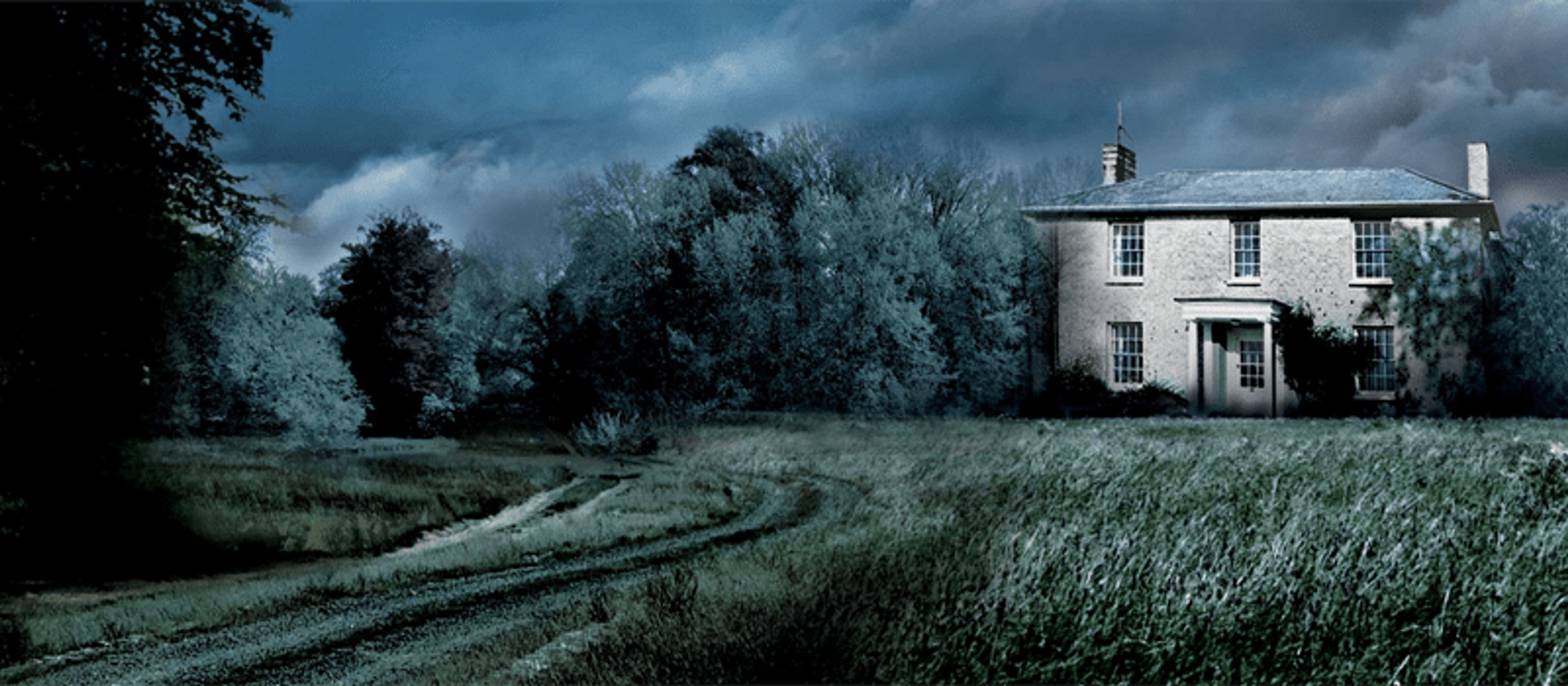 A housethat resembles White House Farm, at Night