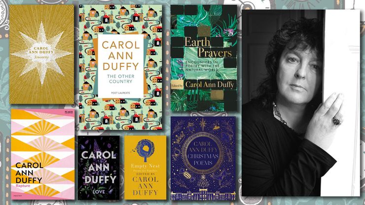 Book covers with a photograph of Carol Ann Duffy