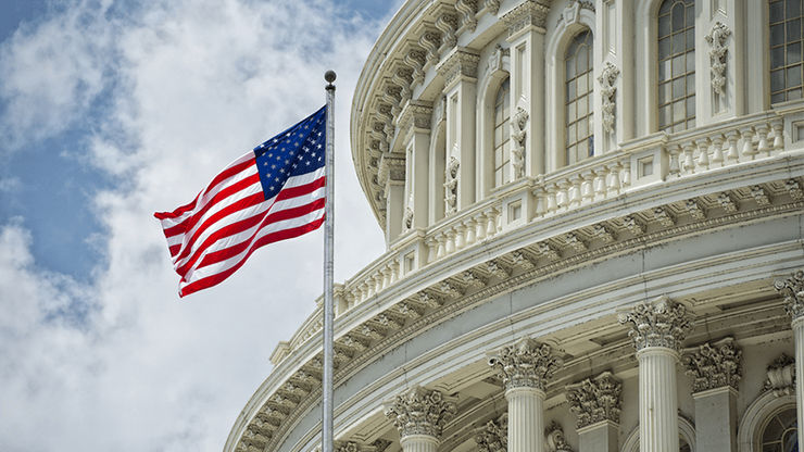 Capitol Hill with US Flag