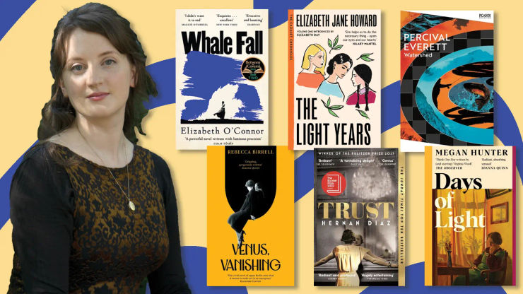 A photograph of the author alongside six book covers including Venus, Vanishing and Whale Fall