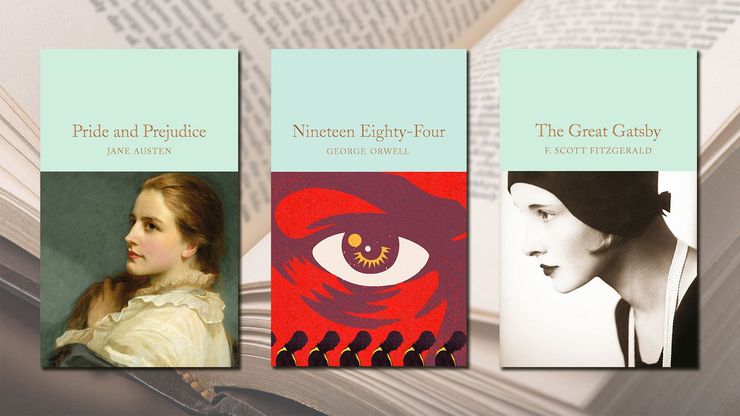 Book jackets for Pride and Prejudice, Nineteen Eight-Four and The Great Gatsby