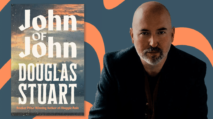 The jacket of John of John by Douglas Stuart alongside a photograph of the author. 