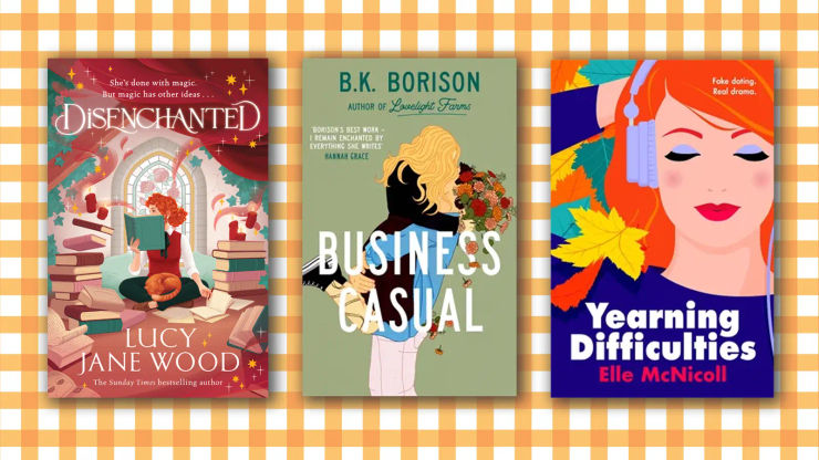 Three books on a orange blanket background