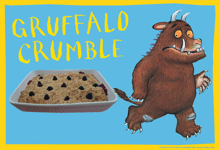 Cooking with kids Gruffalo Crumble recipe Pan Macmillan