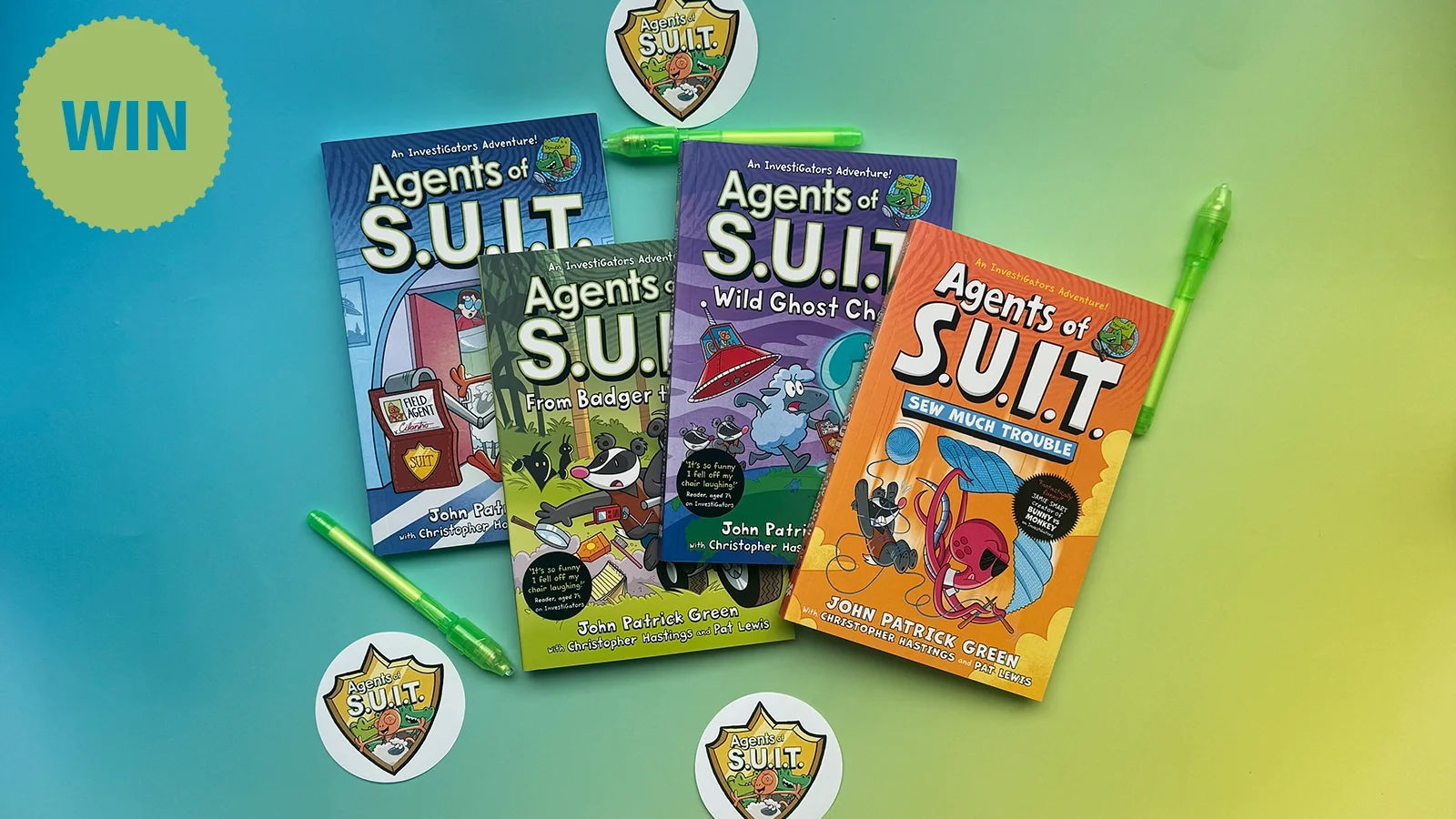 Agents Of Suit books, stickers and pens
