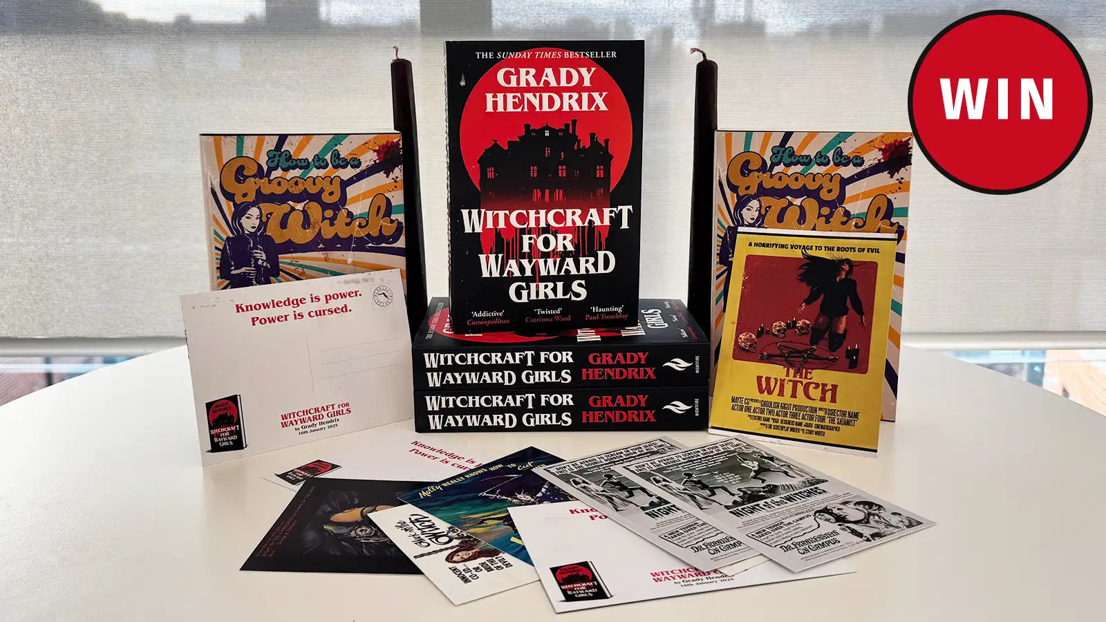 Witchcraft for Wayward Girls paperbacks, with special proofs and witchy postcards