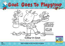 Colouring sheet featuring Goat