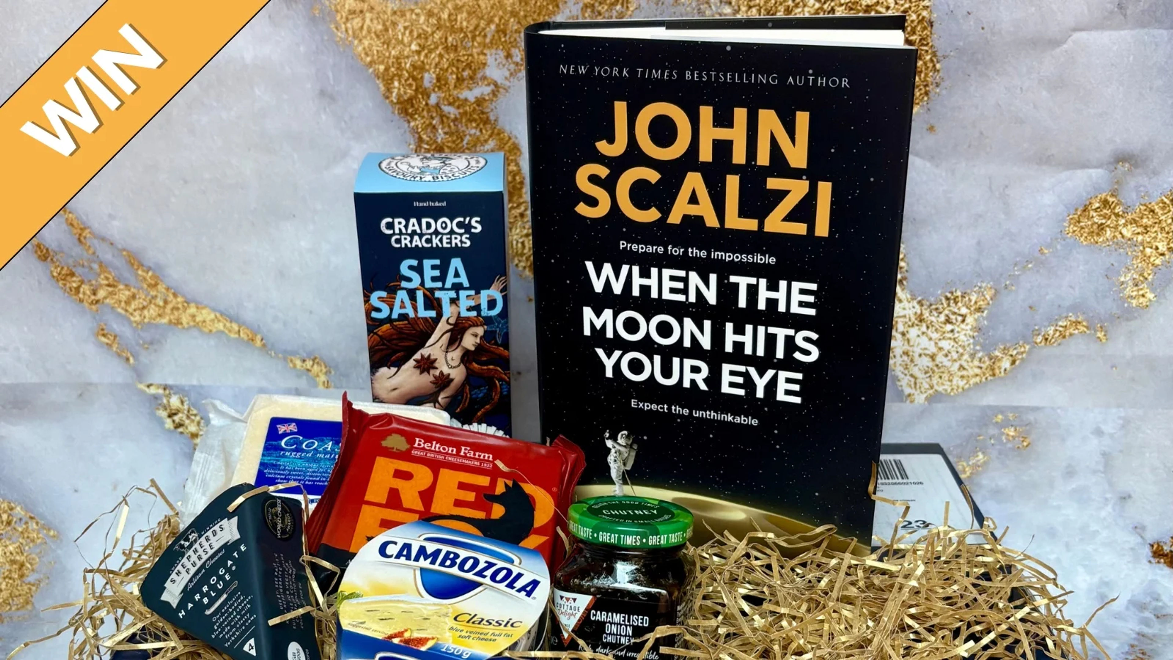 When the Moon Hits Your Eye by John Scalzi with a selection of Cheeses from Cheesebox