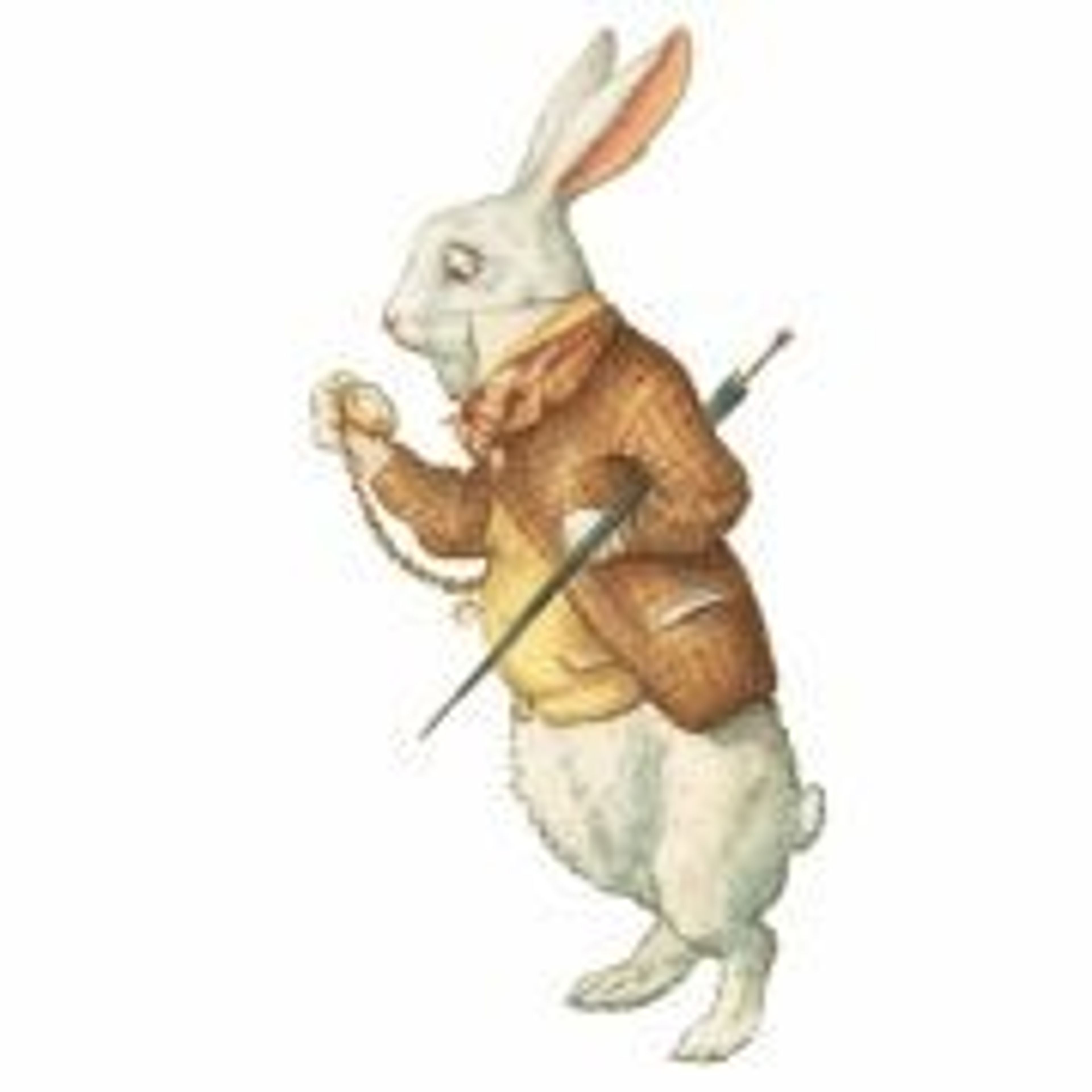 Illustration of the White Rabbit from Alice in Wonderland.