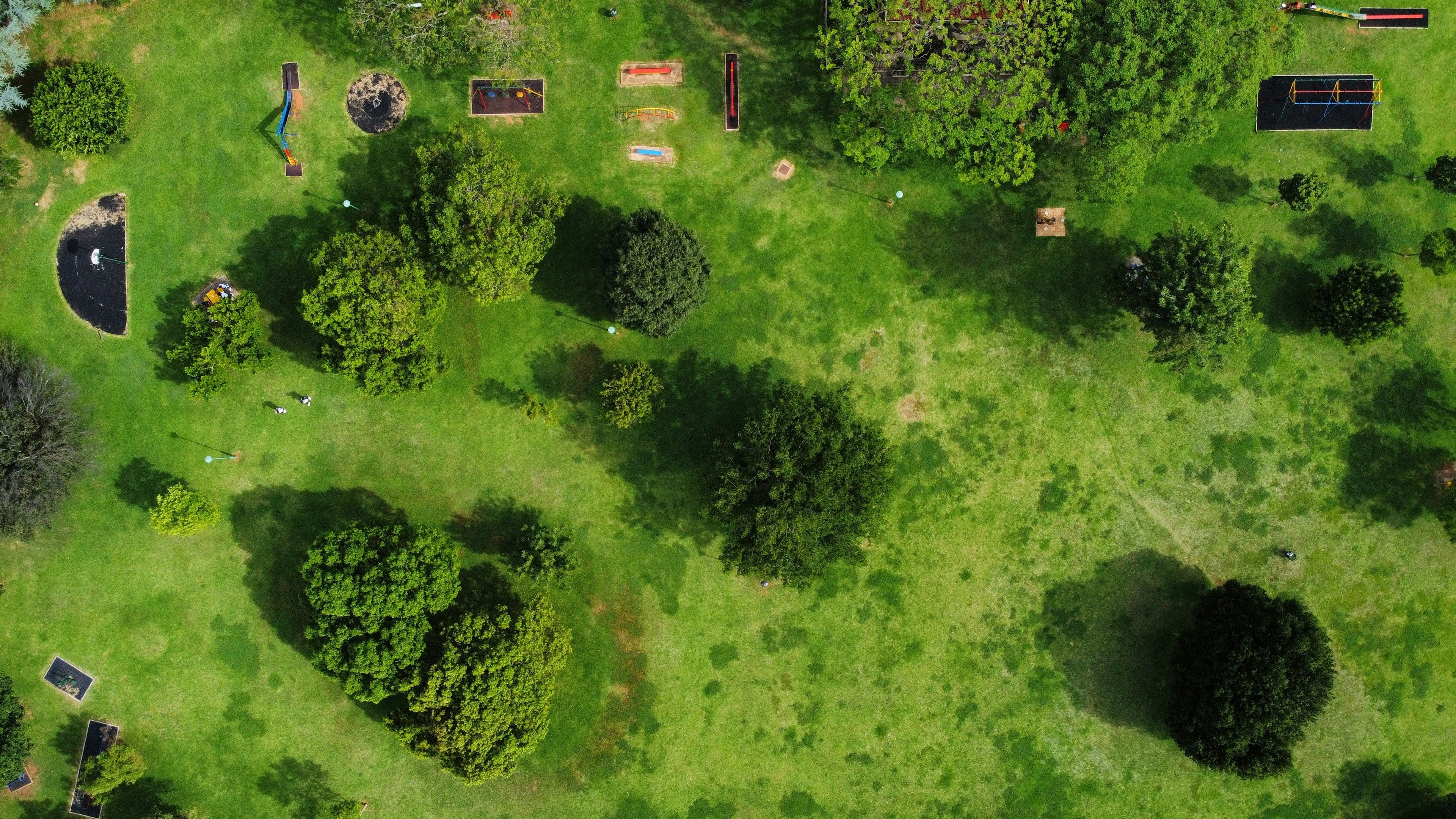 Top-down aerial view of a community park playground for Pan Macmillan South Africa’s ‘A Slice of Life’ non-fiction anthology.