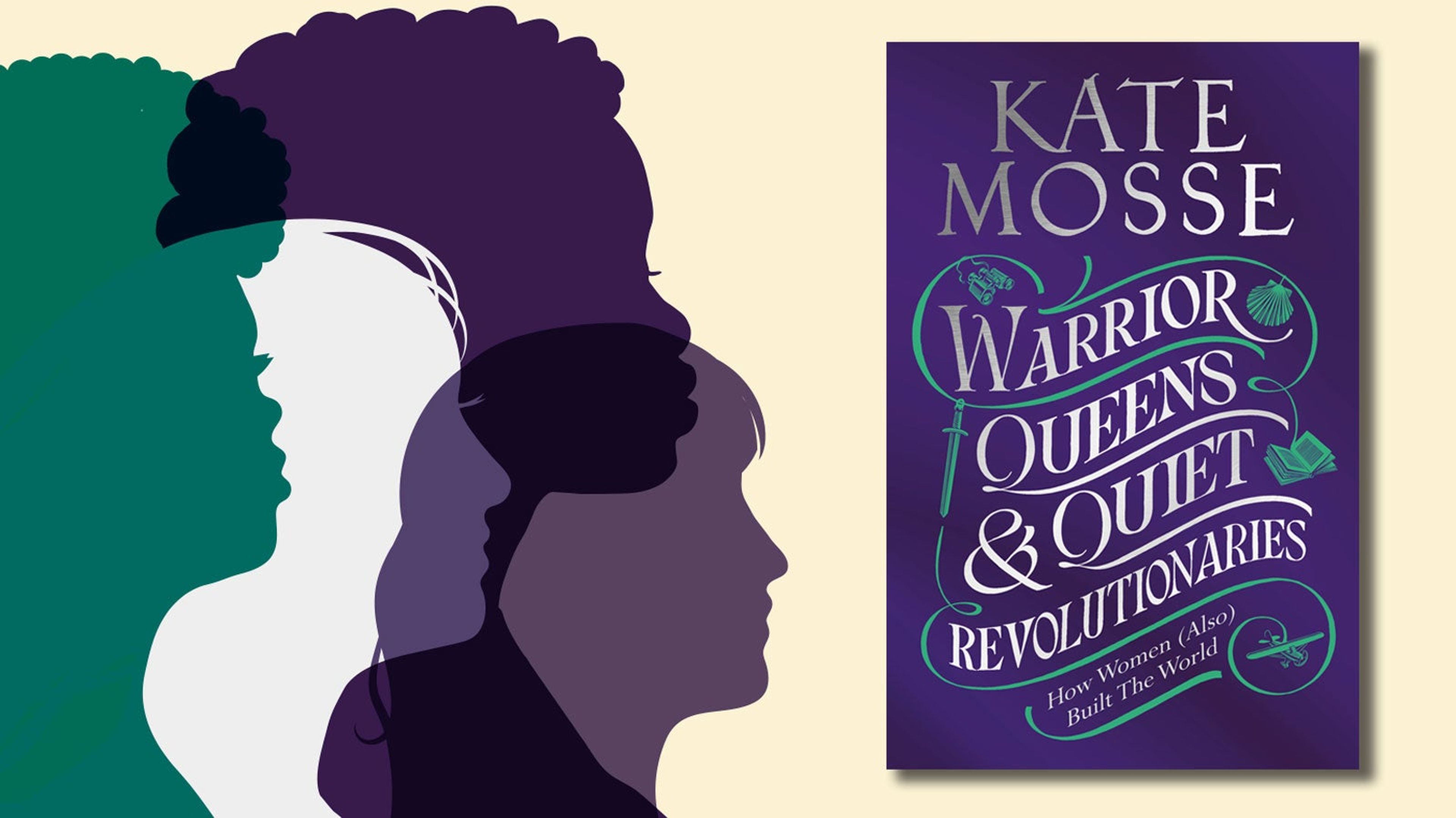 Silhouettes of women's faces with the book cover