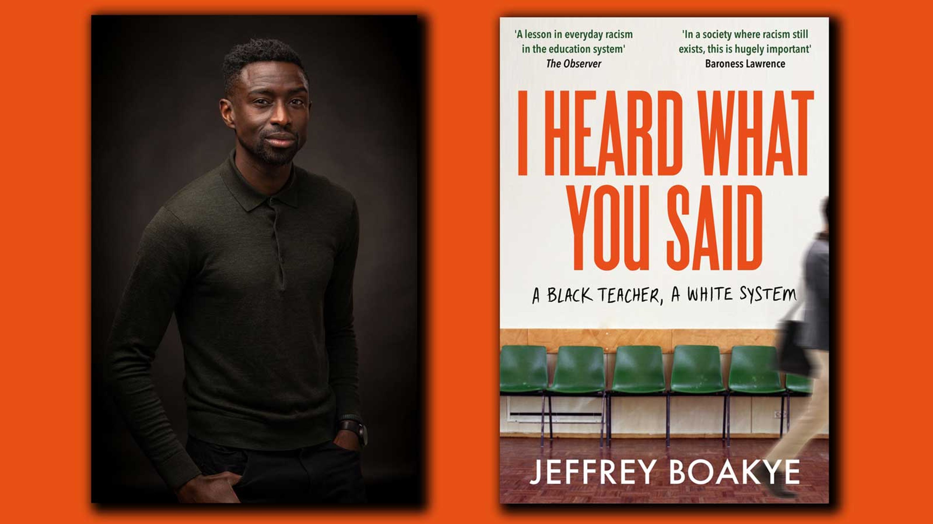 Photograph of Jeffrey Boakye alongside his book I Heard What You Said
