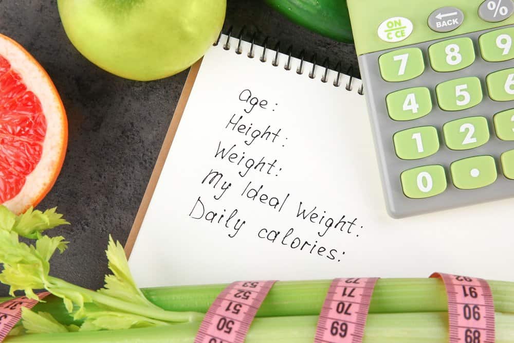 Diet concept. Notebook, calculator